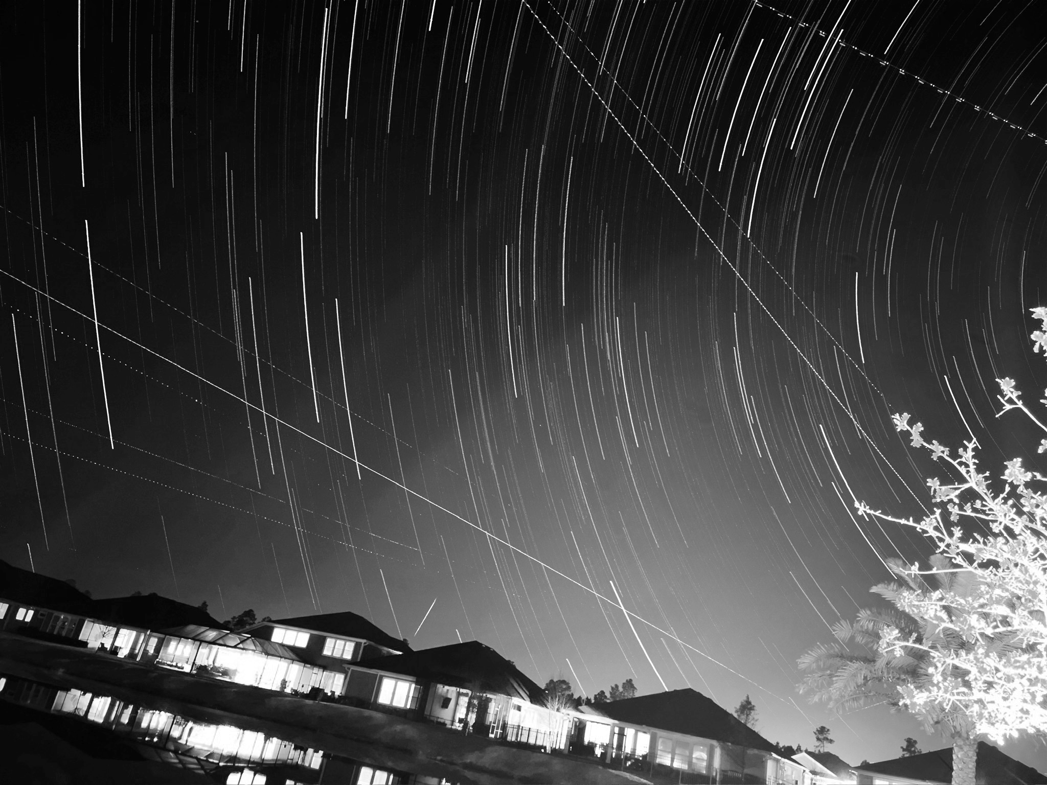 Star Trails over Houses